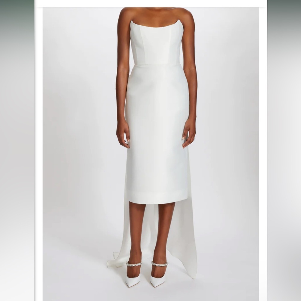 Amsale Pointed Strapless Bow Cocktail Dress Size 8 NWT